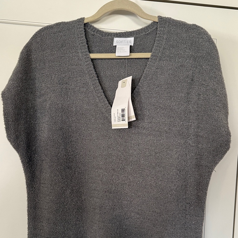Softies Gray V-Neck Sweater Dress